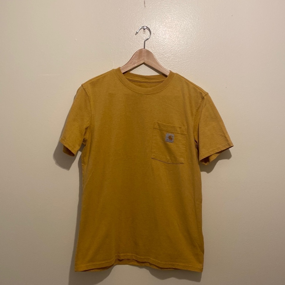 CARHARTT original fit cotton blend yellow tee . Size S